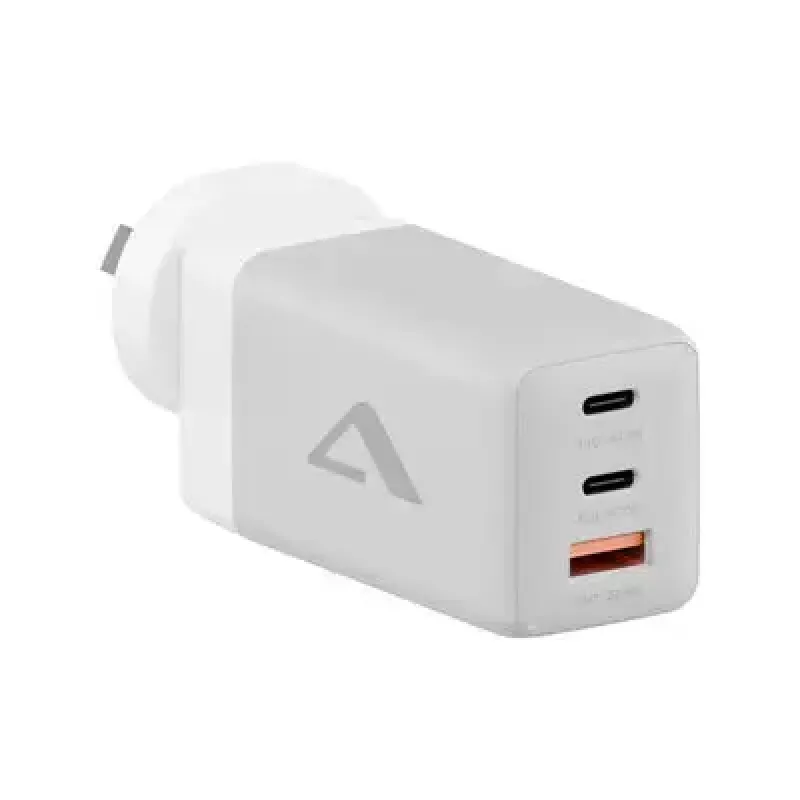 ALOGIC WCM3X67G iekštelpu maiņstrāvas lādētājs viedtālrunim un planšetdatoram, 110–240 V, 2× USB‑C, pelēks/baltss