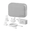 ALOGIC WCM3X67G iekštelpu maiņstrāvas lādētājs viedtālrunim un planšetdatoram, 110–240 V, 2× USB‑C, pelēks/baltss