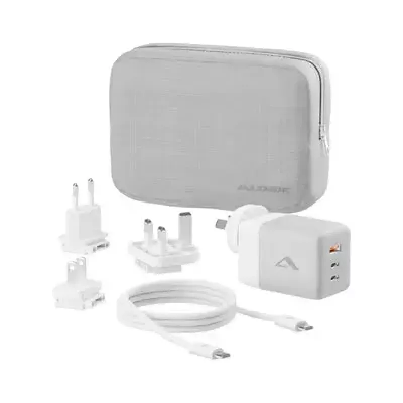 ALOGIC mobilās ierīces lādētājs WCM3X100G — Iekštelpu maiņstrāvas lādētājs viedtālruņiem un planšetdatoriem, 2x USB-C, 100–240V, balts