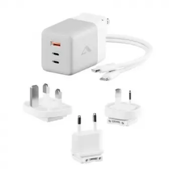 ALOGIC mobilās ierīces lādētājs WCM3X100G — Iekštelpu maiņstrāvas lādētājs viedtālruņiem un planšetdatoriem, 2x USB-C, 100–240V, balts