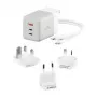 ALOGIC mobilās ierīces lādētājs WCM3X100G — Iekštelpu maiņstrāvas lādētājs viedtālruņiem un planšetdatoriem, 2x USB-C, 100–240V, balts