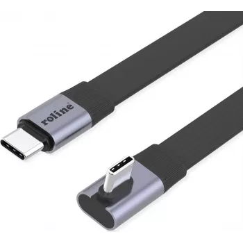 ROLINE USB4-2.0 kabelis 80 Gbit/s plakans ST/ST taisns-90° lenķa - Kabelis - Digitālais/Datu