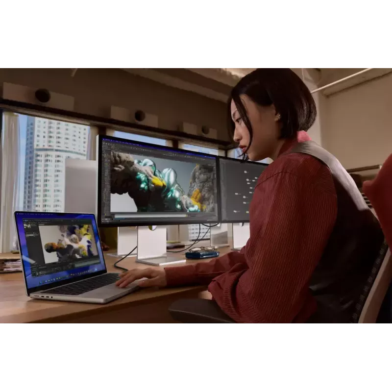 Apple Studio Display XDR monitors, 27 collas, 5K Ultra HD LED, standarta stikls, noliecams un augstumā regulējams statīvs, sudrabains