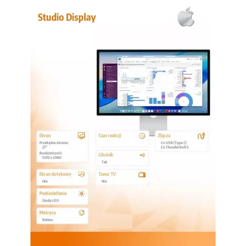 Monitors Apple Studio Display ar Nano-texture stiklu un slīpumā regulējamu statīvu (MFF14RC/A)