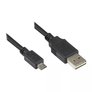 Savienojuma kabelis USB 2.0 EASY spraudnis A uz spraudni Micro B, melns, 0,5m, Good Connections® (2510-EUM005)