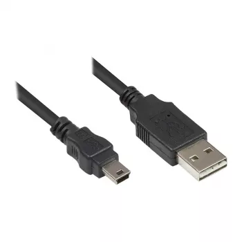Good Connections savienojuma kabelis USB 2.0 EASY Plug A uz Mini-B spraudnis - melns - 0,5m