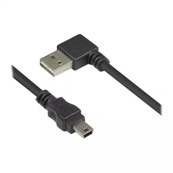 Good Connections savienojuma kabelis USB 2.0 EASY Plug A uz Mini-B spraudnis - leņķveida - melns - 0,5 m