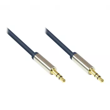 Audio Anschlusskabel High-Quality 3,5mm, 2x Klinkenstecker, Vollmetallgehäuse, dunkelblau, 0,5m, Good Connections (GC-M0038)