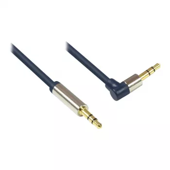 Audio Anschlusskabel High-Quality 3,5mm, Klinkenstecker an Klinkenstecker rechts abgewinkelt, Vollmetallgehäuse, dunkelblau, 3m, Good Connections (GC-