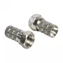 Savienotājs F DELOCK 65615, metāla F tipa kabeļa spraudnis koaksiālajam kabelim Ø 5,0–5,2 mm, sudraba krāsā, 1 gab.