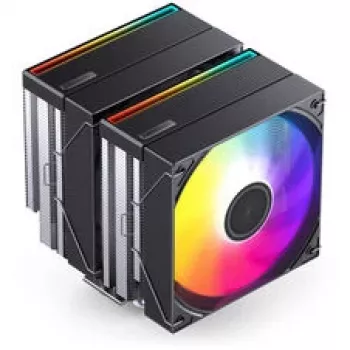 CPU dzesētājs Jonsbo CB80 divtorņu ar 2 × 120mm PWM RGB ventilatoriem — melns