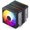 CPU dzesētājs Jonsbo CB80 divtorņu ar 2 × 120mm PWM RGB ventilatoriem — melns