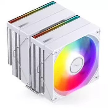 CPU dzesētājs Jonsbo CB80 Dual-Tower ar 2×120mm PWM ARGB ventilatoriem — balts