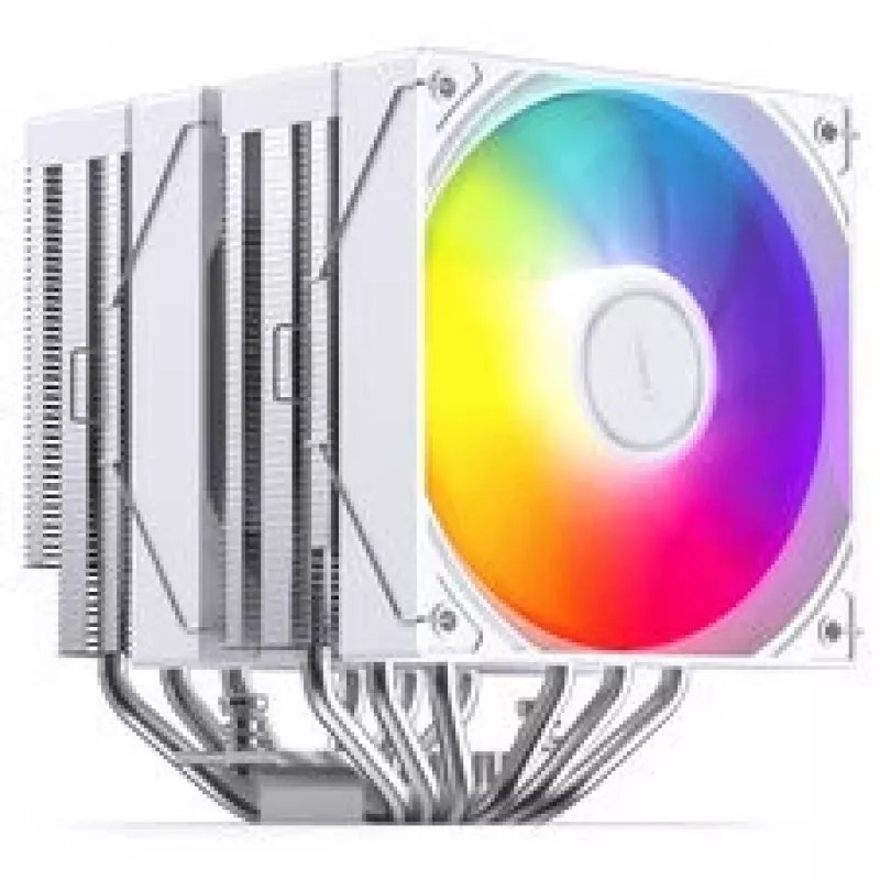 CPU dzesētājs Jonsbo CB80 Dual-Tower ar 2×120mm PWM ARGB ventilatoriem — balts