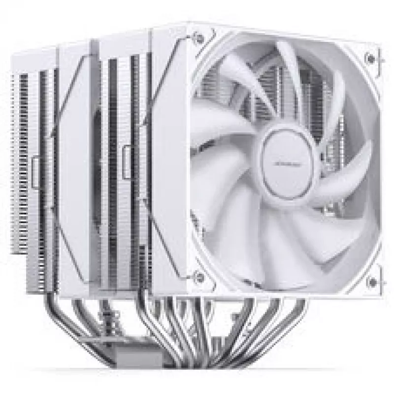 CPU dzesētājs Jonsbo CB80 Dual-Tower ar 2×120mm PWM ARGB ventilatoriem — balts