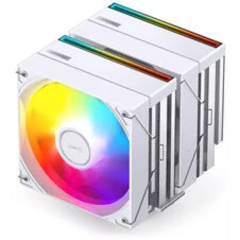 CPU dzesētājs Jonsbo CB80 Dual-Tower ar 2×120mm PWM ARGB ventilatoriem — balts