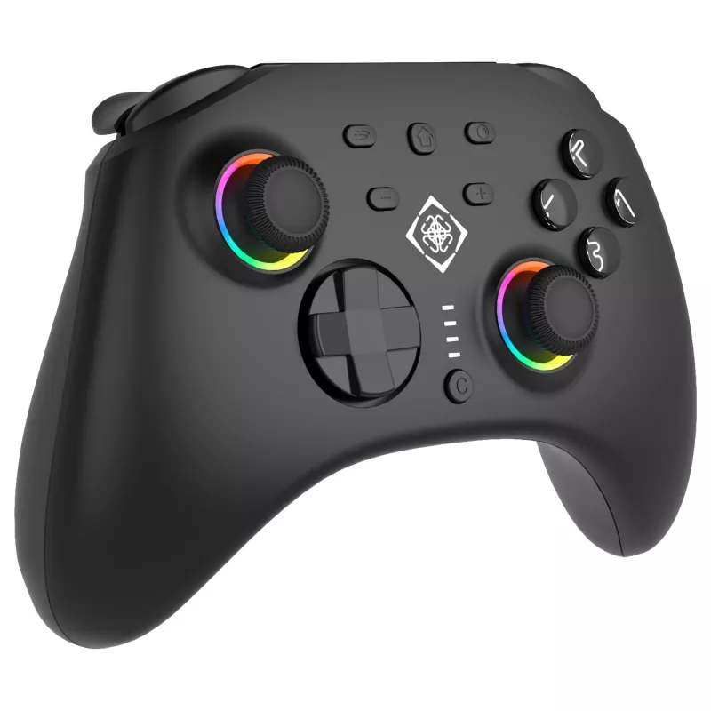 Spēļu kontrolieris Deltaco GAM-198 Melns — Bluetooth un USB (Type-C) priekš Nintendo Switch, Switch 2, Switch OLED, Android, PC
