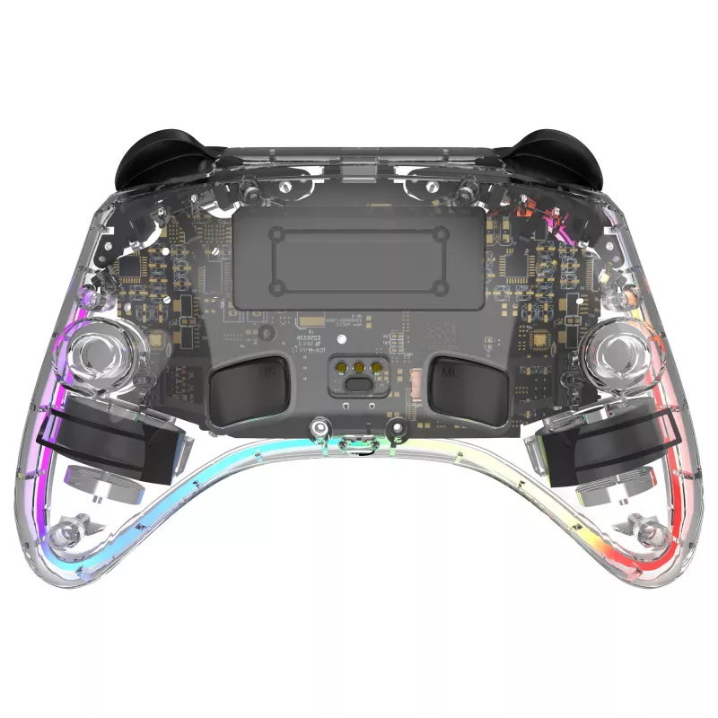 Spēļu kontrolieris Deltaco Gaming GAM-198-T caurspīdīgs Bluetooth/USB USB-C, paredzēts Nintendo Switch, Switch 2, Switch OLED, Android, PC