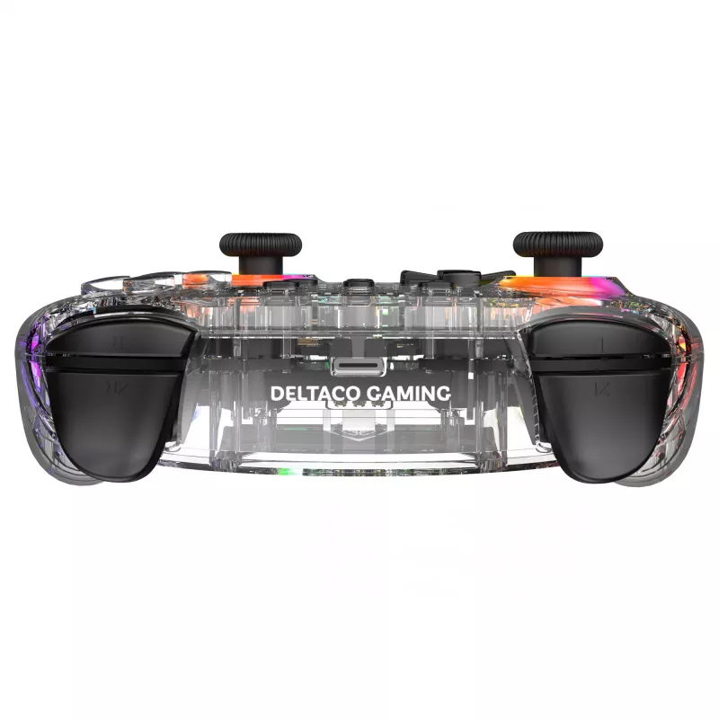Spēļu kontrolieris Deltaco Gaming GAM-198-T caurspīdīgs Bluetooth/USB USB-C, paredzēts Nintendo Switch, Switch 2, Switch OLED, Android, PC