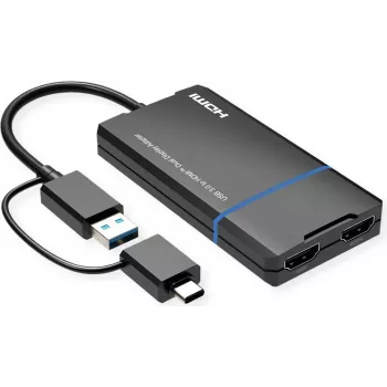 VALUE Displeja adapteris USB A/C tips – Dual HDMI 4K30+ 1080P ST/BU – Adapteris – Digitālie/dati (12.99.3206)
