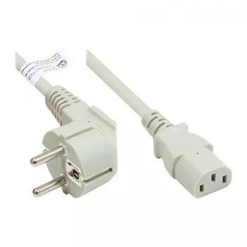 Netzkabel Schutzkontakt-Stecker Typ E+F (CEE 7/7, gewinkelt) an C13 (gerade), grau, 0,75 mm², 1,8 m, Good Connections® (P0130-GR018)