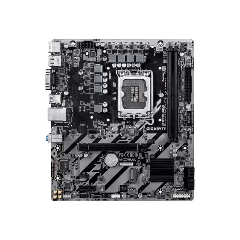 GIGABYTE H810M S2H GEN5 Micro ATX mātesplate — LGA 1851, Intel H810, 2×DIMM DDR5 līdz 6400 MHz, 1×PCIe 4.0 M.2, 1 GbE