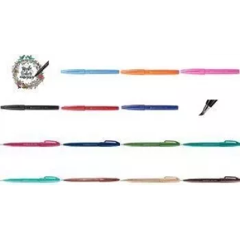 Kaligrāfijas pildspalva PENTEL SES15C-G, dzeltena tinte, uz ūdens bāzes, 1 gab.
