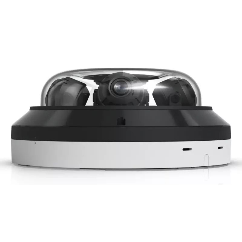 IP kupolveida drošības kamera UBIQUITI AI Multi Sensor 4 — 3840×2160, 360° skata leņķis, 2,33× optiskā tālummaiņa, griestu stiprinājums, vadu savienojums (balta/melna)