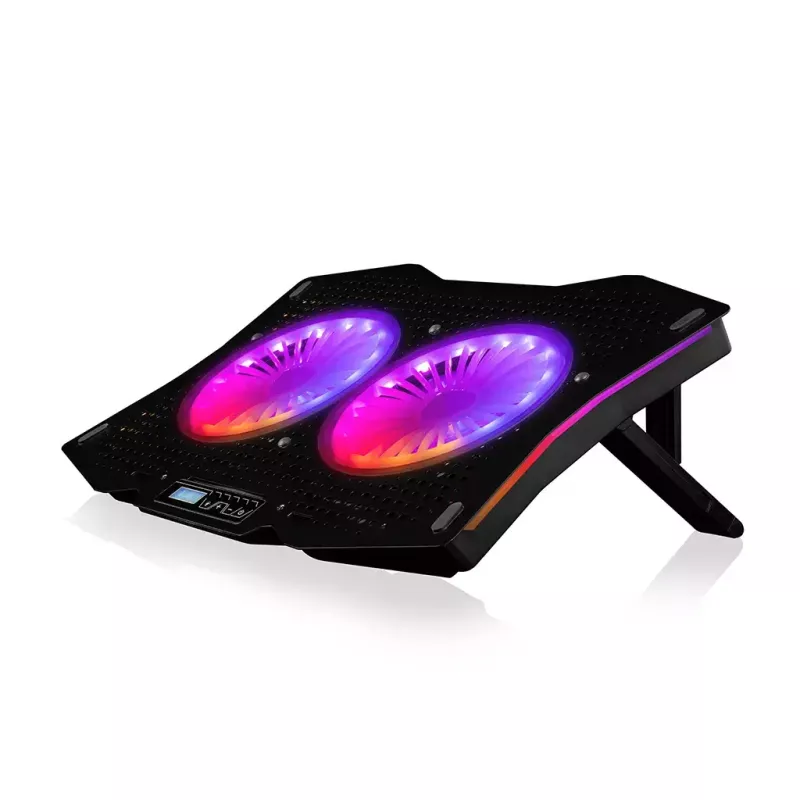 Dzesēšanas paliktnis Modecom MC-CF18 RGB 45.7 cm 2 ventilatori melns