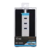 USB 3.0 centrmezgls ar gigabitu Ethernet ITEC U3GLAN3HUB — 3 portu metāla centrmezgls, VIA VL812 + Realtek RTL8153, sudrabots