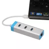 USB 3.0 centrmezgls ar gigabitu Ethernet ITEC U3GLAN3HUB — 3 portu metāla centrmezgls, VIA VL812 + Realtek RTL8153, sudrabots
