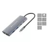 CONCEPTRONIC 10-1 Dokstacija USB-C->HDMI/2xUSB-C/3xUSB-A/+ 20cm pelēka