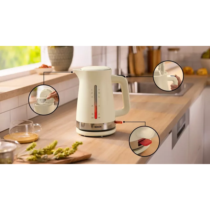 Bosch MyMoment elektriskā tējkanna 1,7 L 2400 W krēma krāsā