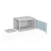 Sienas montāžas 19 collu plaukts A-LAN ALANTEC 6U 600x450 mm, tērauds, rūdīta stikla durvis, aizslēdzams, pelēks