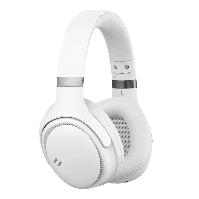 Bezvadu Bluetooth austiņas HAVIT H630BT — uz auss, Bluetooth, iebūvēts mikrofons, balta