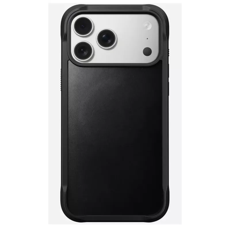 Mobilā tālruņa maciņš Nomad Rugged Leather vāciņš iPhone 17 Pro Max, vāciņš, āda + TPU + PC, piemērots 17,5 cm (6,9 collu) ekrānam, melns