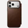 Mobilā tālruņa ādas futlāris Nomad Modern Leather Folio iPhone 17 Pro Max (6,9 collas) brūns, āda/alumīnijs, 4 karšu kabatas
