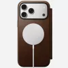 Mobilā tālruņa ādas futlāris Nomad Modern Leather Folio iPhone 17 Pro Max (6,9 collas) brūns, āda/alumīnijs, 4 karšu kabatas