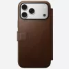 Mobilā tālruņa ādas futlāris Nomad Modern Leather Folio iPhone 17 Pro Max (6,9 collas) brūns, āda/alumīnijs, 4 karšu kabatas