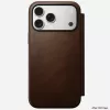 Mobilā tālruņa ādas futlāris Nomad Modern Leather Folio iPhone 17 Pro Max (6,9 collas) brūns, āda/alumīnijs, 4 karšu kabatas