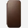 Mobilā tālruņa ādas futlāris Nomad Modern Leather Folio iPhone 17 Pro Max (6,9 collas) brūns, āda/alumīnijs, 4 karšu kabatas