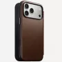 Mobilā tālruņa ādas futlāris Nomad Modern Leather Folio iPhone 17 Pro Max (6,9 collas) brūns, āda/alumīnijs, 4 karšu kabatas