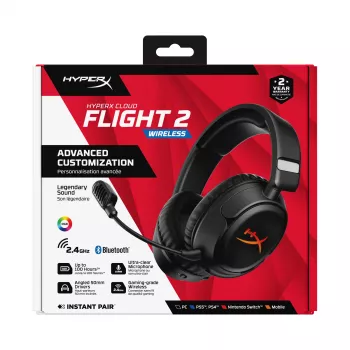 Bezvadu spēļu austiņas HyperX Cloud Flight 2 — apkārtauss, melnas