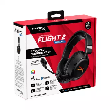 Bezvadu spēļu austiņas HyperX Cloud Flight 2 — apkārtauss, melnas