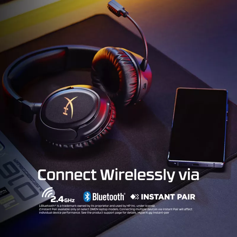 Bezvadu spēļu austiņas HyperX Cloud Flight 2 — apkārtauss, melnas