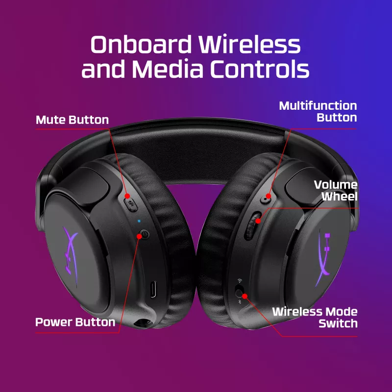 Bezvadu spēļu austiņas KINGSTON HyperX Cloud Flight 2 ar USB-C un Bluetooth, balta krāsa