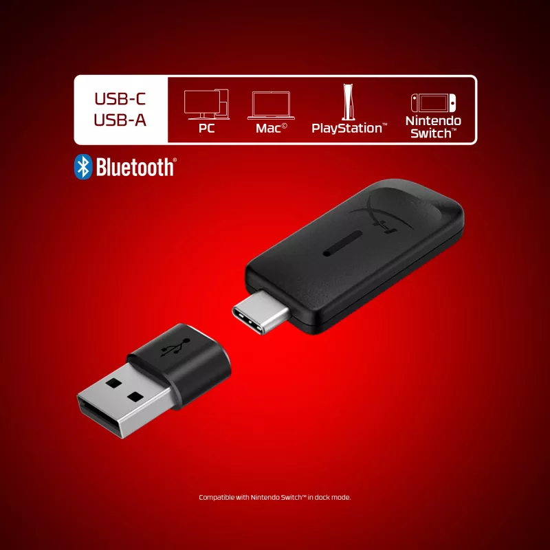 Bezvadu spēļu austiņas KINGSTON HyperX Cloud Flight 2 ar USB-C un Bluetooth, balta krāsa