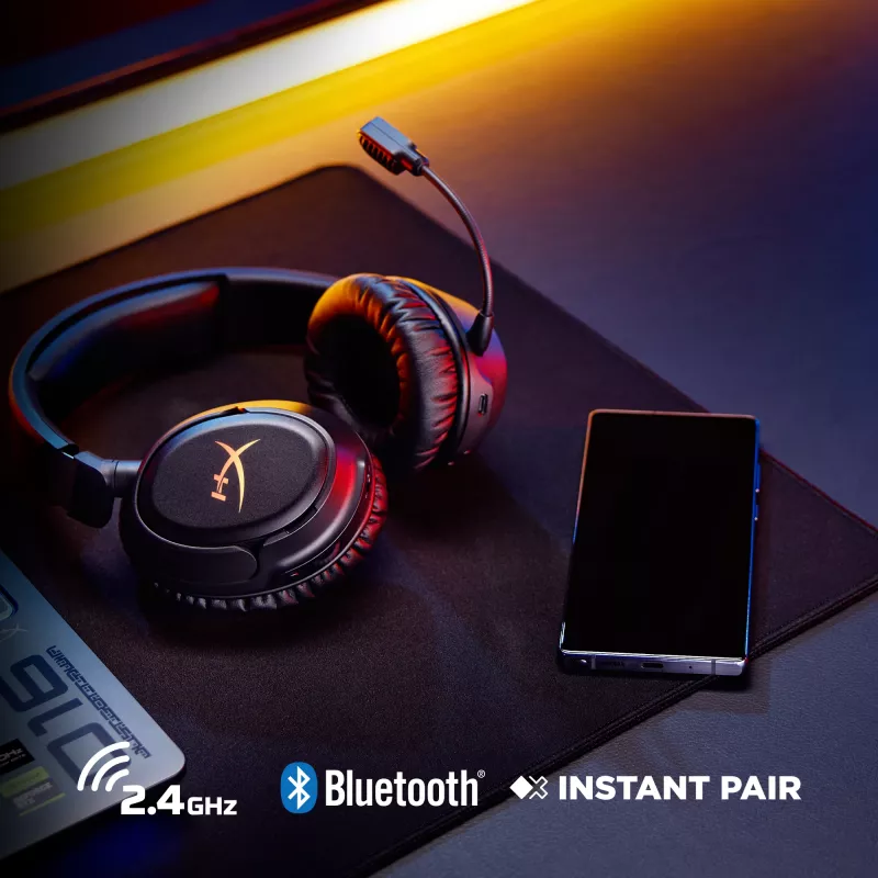 Bezvadu spēļu austiņas KINGSTON HyperX Cloud Flight 2 ar USB-C un Bluetooth, balta krāsa