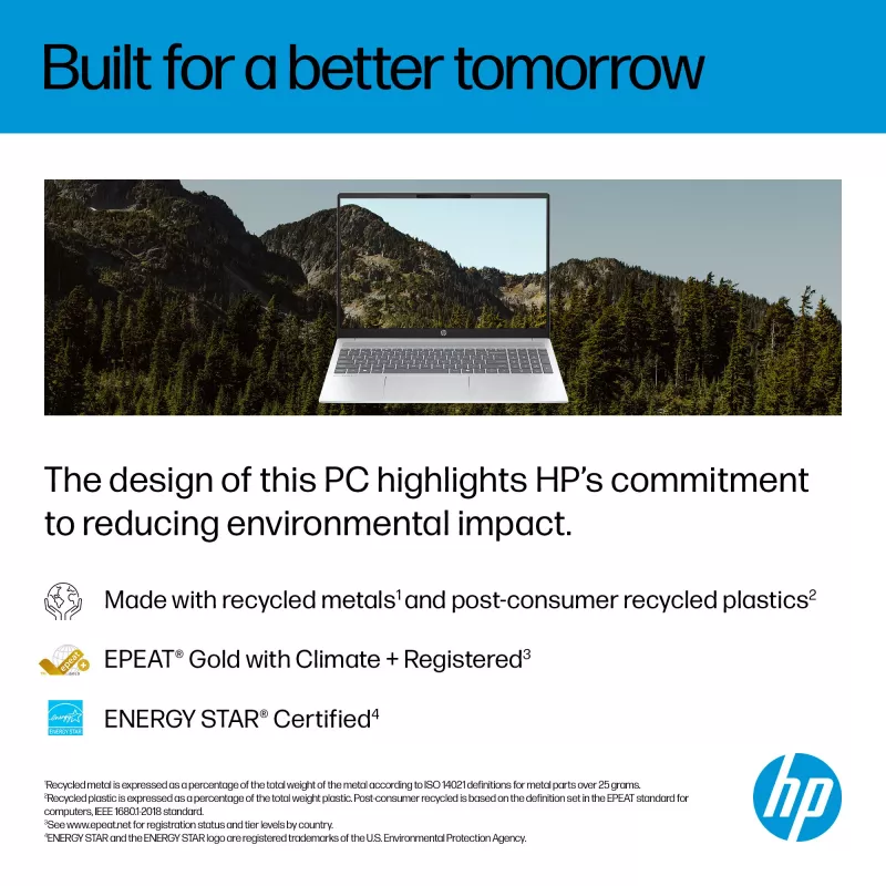 HP OmniBook 5 16-ba1005na Intel® Core™ i3 i3-1315U klēpjdators 40,6 cm (16 collas) 2K 8 GB LPDDR5-SDRAM 512 GB SSD Wi-Fi 6 (802.11ax) Windows 11 Home sudrabots