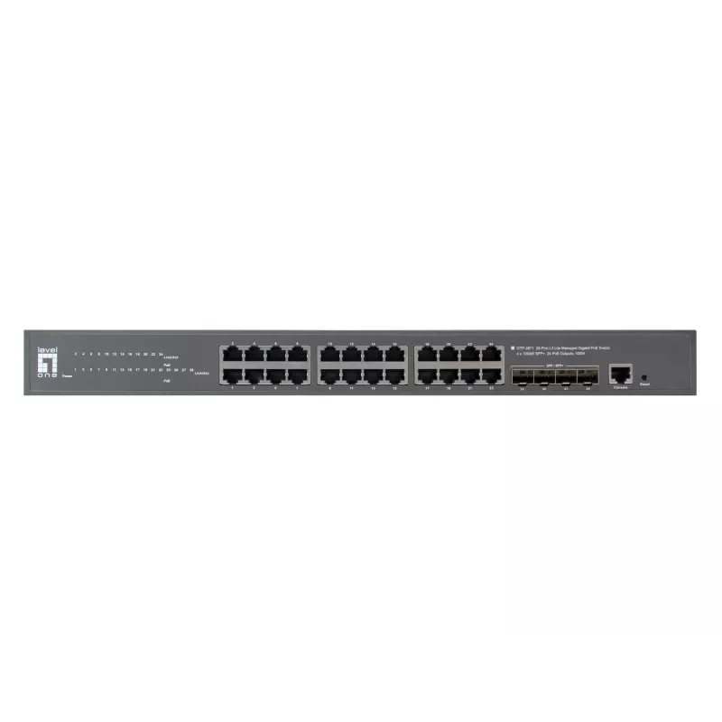 LevelOne GTP-2871 tīkla komutators Pārvaldīts L3 Gigabit Ethernet (10/100/1000) Power over Ethernet (PoE) Pelēks